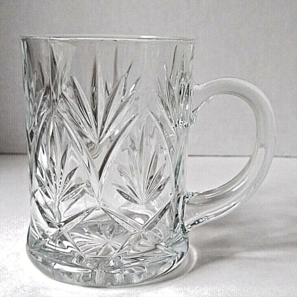 2pc Vintage PAUL SEBASTIAN INC TEMPERED GLASS Heavy Crystal Mugs 4.25" - Picture 7 of 11